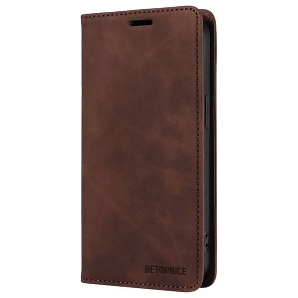 BETOPNICE 003 iPhone 16 Pro Plånboksfodral Konstläder - Brun