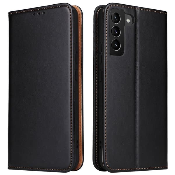 FIERRE SHANN för Samsung Galaxy S22+ 5G Plånboksfodral Konstläder - Svart