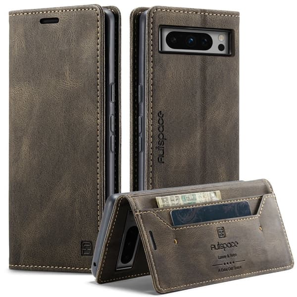 AUTSPACE Google Pixel 8 Pro Wallet Fodral KonstLäder - Kaffe