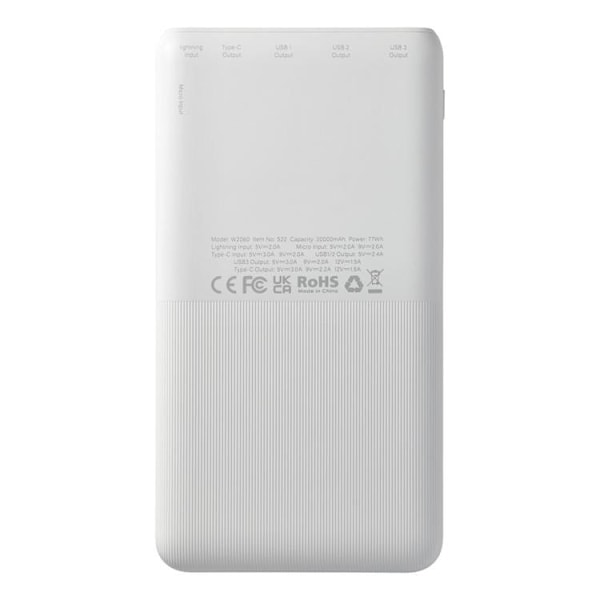 VEGER Powerbank 20000 mAh 20W PD QC 3.0 3A S22 - Vit