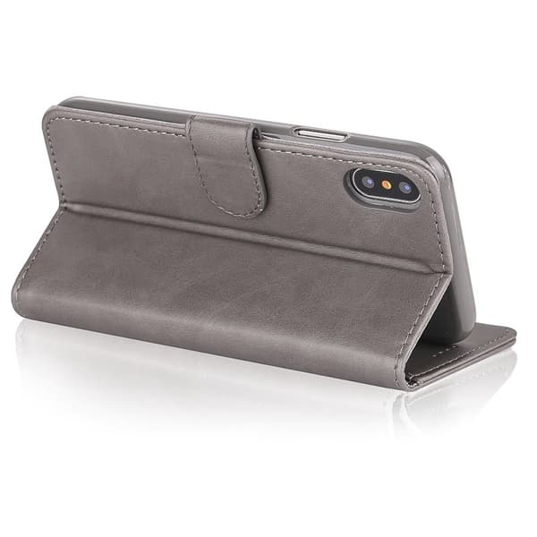 LC.IMEEKE Wallet Stand Mobilskal KonstLäder - Grå för iPhone X/10
