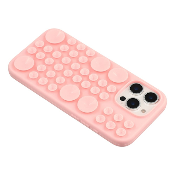 Mobilskal till iPhone 16 Pro Max Sugkopp Silikon med Tygfoder - Rosa Rosa