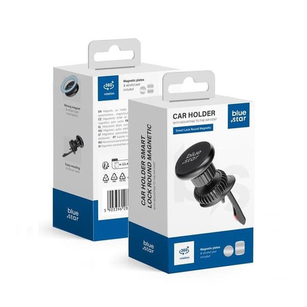 Blue Star Magnetisk Bilhållare för Luftventil Smart Lock Round - Svart Black