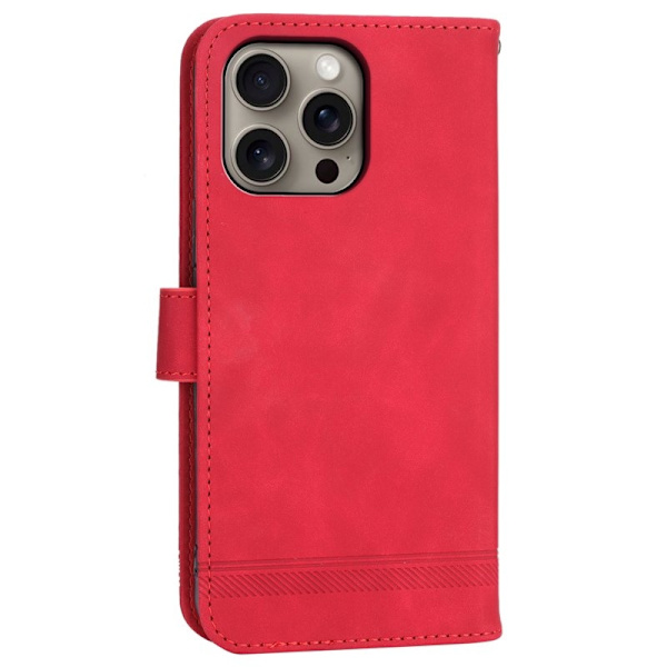 DIERFENG DF-03 iPhone 16 Pro Max Plånboksfodral Konstläder - Röd