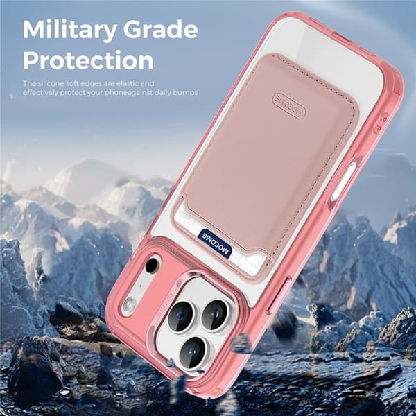 Mobilskal till iPhone 17 Pro Max MagSafe med Korthållare - Rosa Rosa