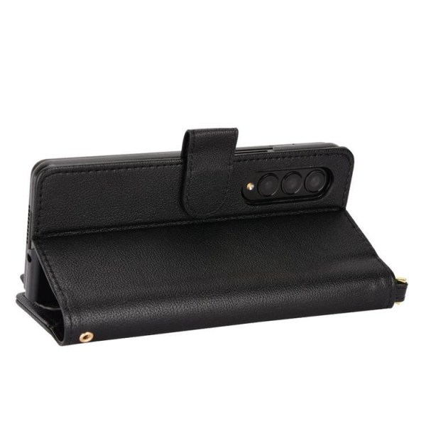 Galaxy Z Fold 4 Wallet Case vetoketjullinen magneetti - musta