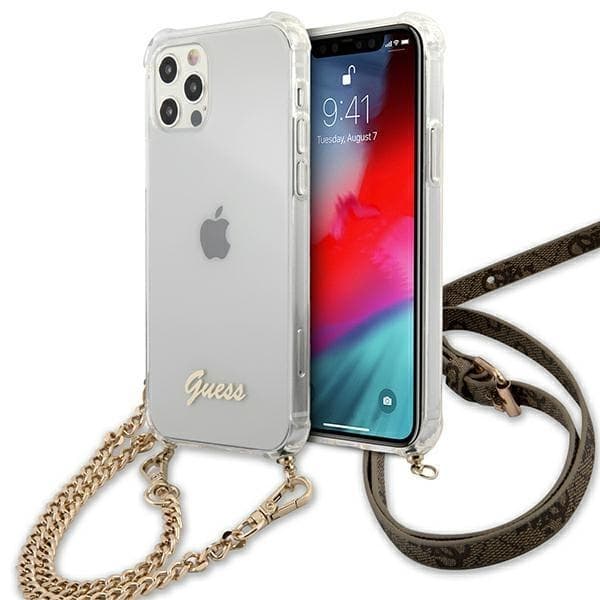 Guess Skal iPhone 12 & 12 Pro Gold Chain - Transparent Transparent