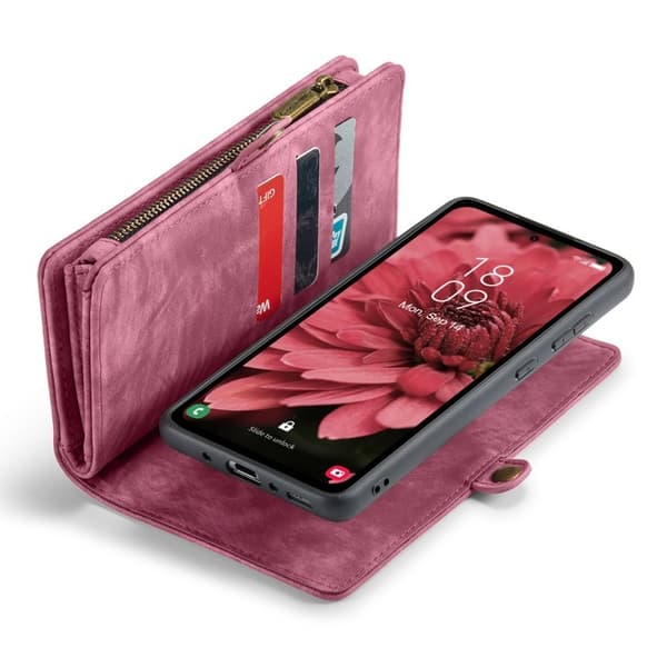 CASEME 008 Samsung Galaxy A35 5G Plånboksfodral Konstläder Röd