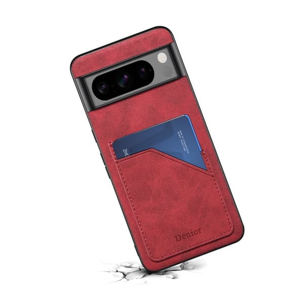 DENIOR Google Pixel 8 Pro Fodral Retro Dubbelkortslott Röd