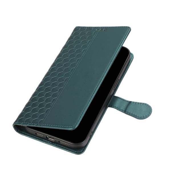 Plånboksfodral för Samsung Galaxy S26 Plus 3D Rhombus Konstläder - Grön