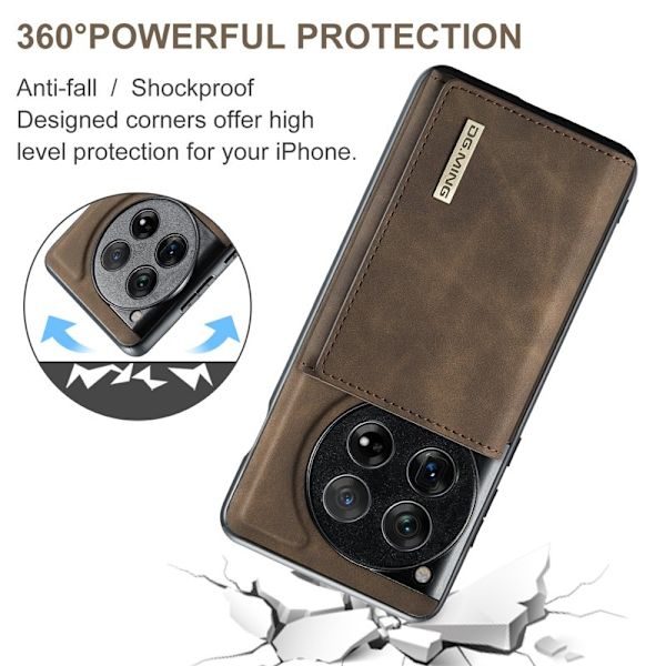 DG.MING OnePlus 12 5G Konstläder Plånboksfodral Brun