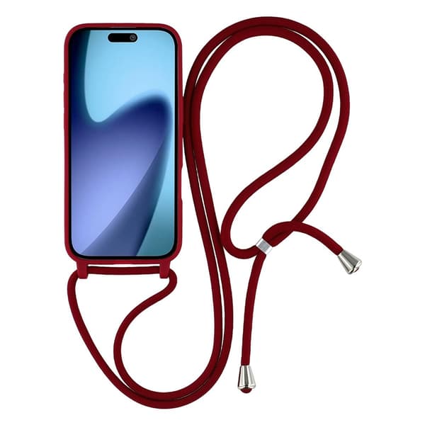 Mobilskal till iPhone Air TPU Shockproof med Lanyard - Mörkröd Röd