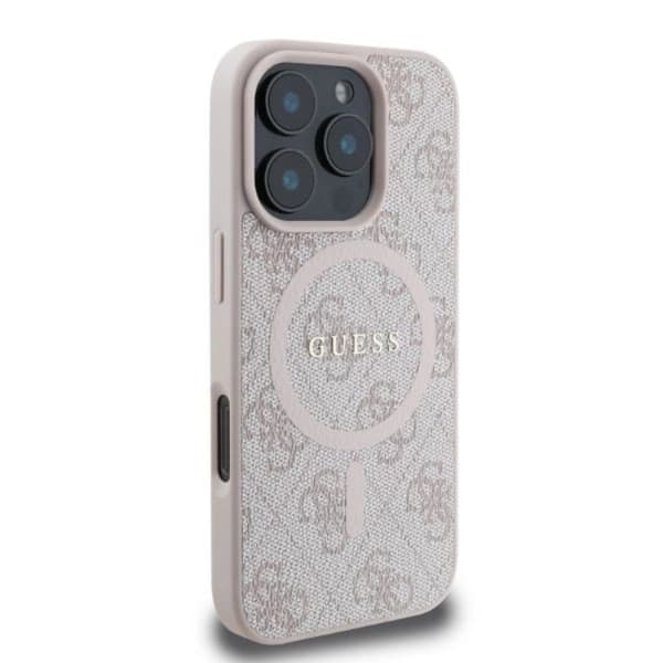 Guess Mobilskal till iPhone 16 Pro Max Magsafe 4G Ring Classic Logo Rosa