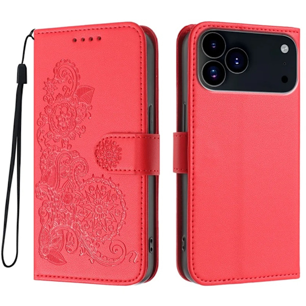 iPhone 17 Pro Max Plånboksfodral Mandala Flower - Röd Röd