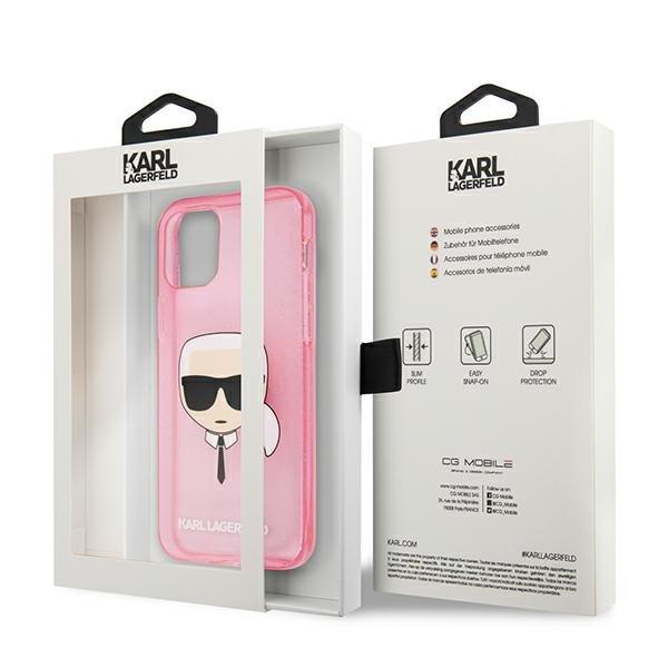 Karl Lagerfeld Glitter Karl`s Head Skal iPhone 13 Mini - Rosa Rosa