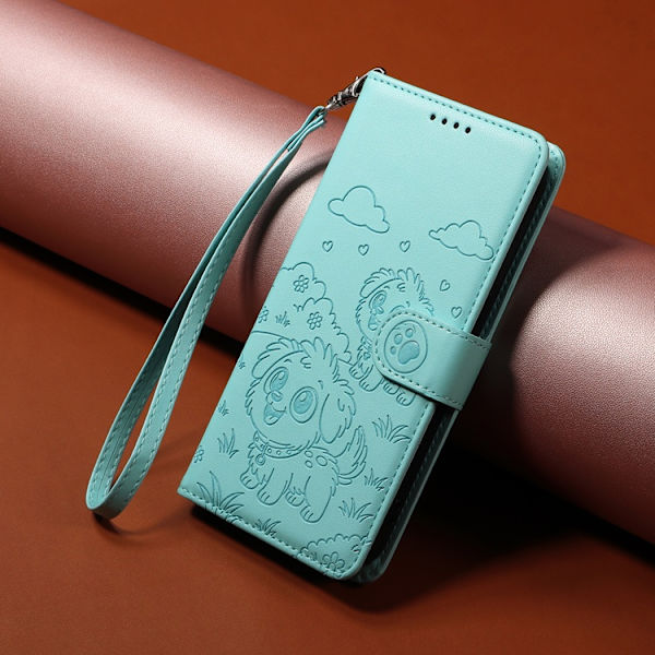 OnePlus 15 Konstläder Plånboksfodral RFID-Skydd Imprinted Dog Pattern Grön
