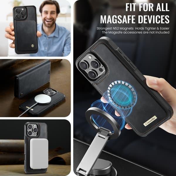 CASEME C49 Mobilskal till iPhone 12 Pro Max MagSafe RFID Läder Svart