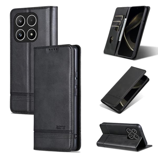 AZNS Xiaomi 17 Plånboksfodral Konstläder - Svart