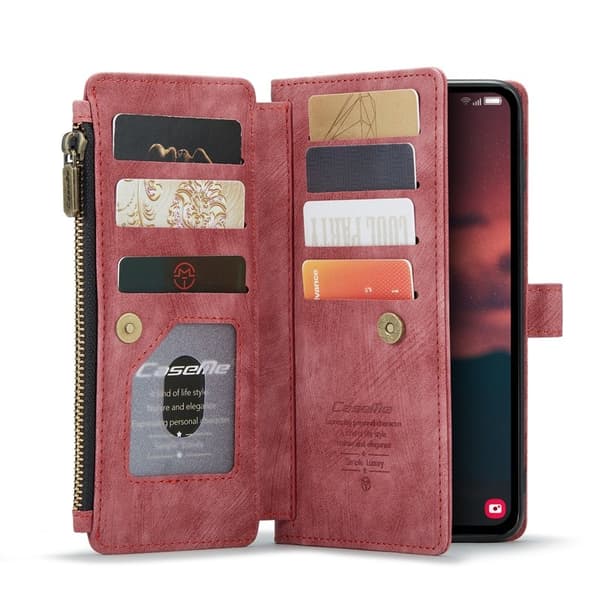 CASEME Konstläder Plånboksfodral för Samsung Galaxy A14 5G/4G - Röd