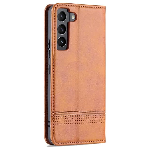 AZNS Samsung Galaxy S22 5G Plånboksfodral Konstläder - Brun