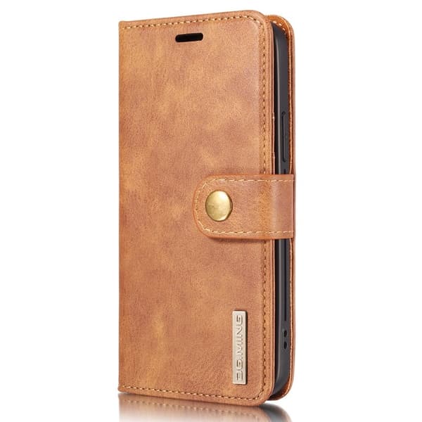 DG.MING iPhone 13 Plånboksfodral Full Protection Äkta läder 2-i-1 Brun