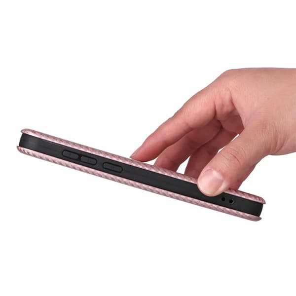 OnePlus 15 Plånboksfodral Carbon Fiber Drop-Proof Konstläder Roséguld