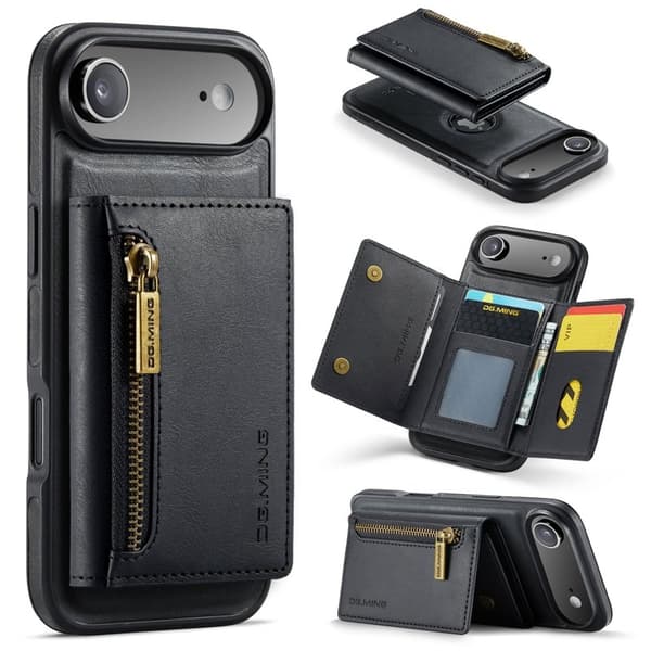 DG.MING M5 Series iPhone Air Plånboksfodral Avtagbart Konstläder Svart