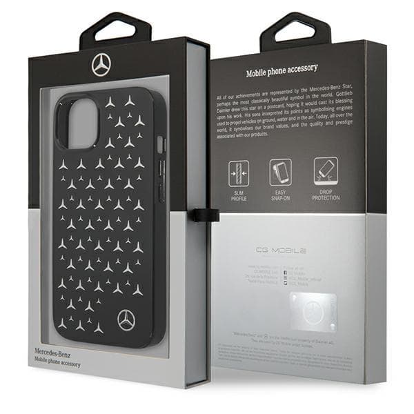 Mercedes Skal iPhone 13 Mini Silver Stars Pattern - Musta Black