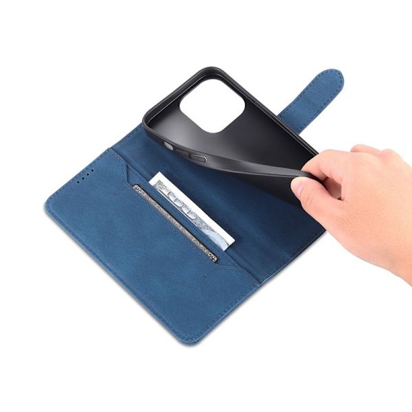 AZNS iPhone 13 Pro Max Plånboksfodral Konstläder - Blå