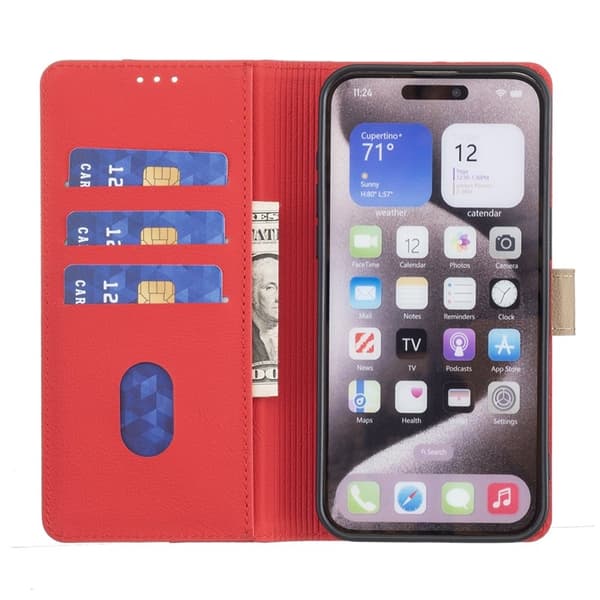 BINFEN Samsung Galaxy S26 Pro Plånboksfodral RFID Skydd Konstläder - Röd