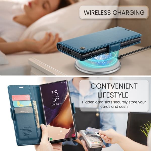 CASEME Plånboksfodral Konstläder för Samsung Galaxy Note20 Ultra - Blå
