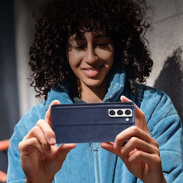 LC.IMEEKE för Samsung Galaxy S22+ Plånboksfodral Konstläder - Blå