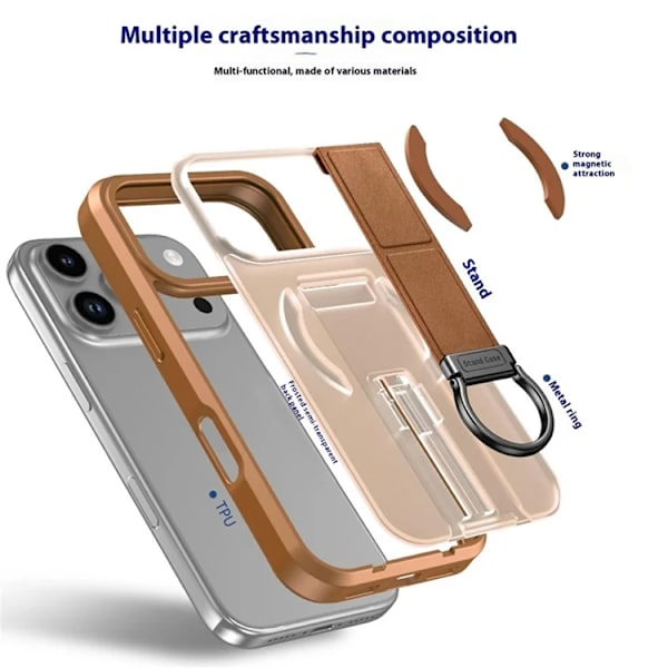 Mobilskal till iPhone 17 Pro Max Magsafe D-Ring Kickstand - Khaki Brun