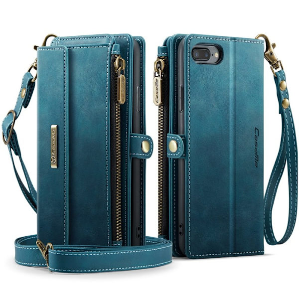 CASEME Konstläder Plånboksfodral för iPhone 7 Plus/8 Plus/6 Plus Grön
