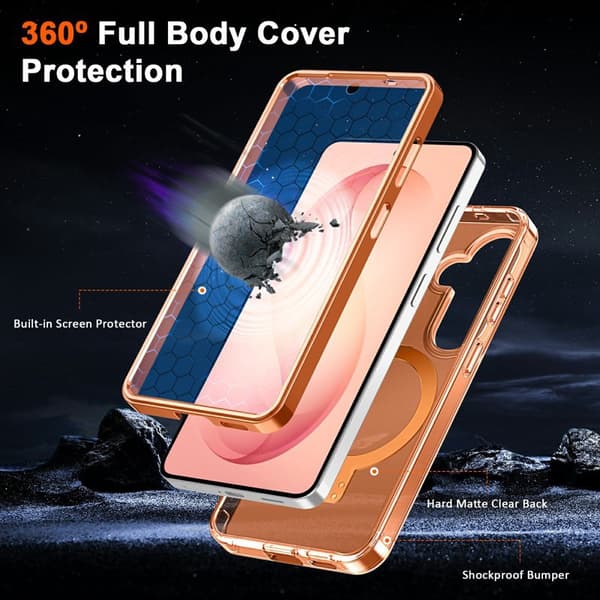 Mobilskal för Samsung Galaxy S26 Plus Magnetiskt Kickstand TPU + PC - Orange