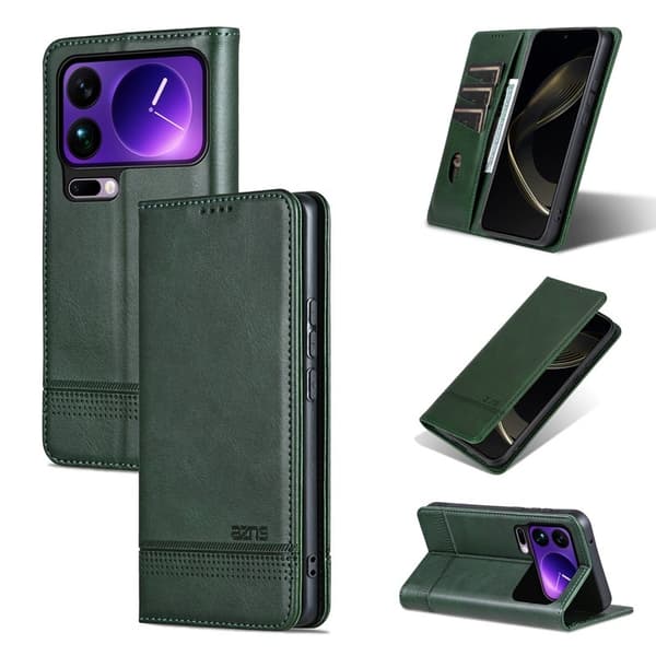AZNS Xiaomi 17 Pro Max Plånboksfodral Konstläder - Grön