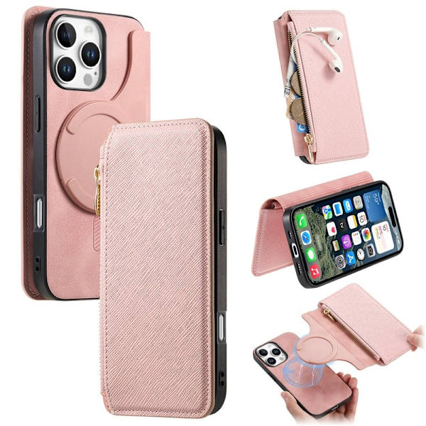 CASENEO iPhone 16 Pro Max Plånboksfodral Konstläder - Rosa