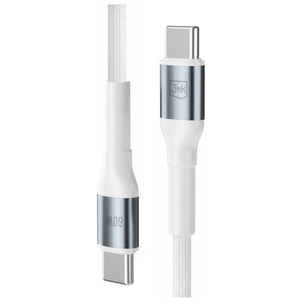 3MK USB-C til USB-C 60W Kabel 20V/3A 1m N-SERIE Hyper - Hvid Vit