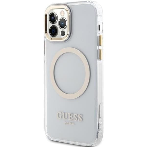 Guess iPhone 12 Pro/12 Mobilskal Magsafe Metall Outline - Guld Guld