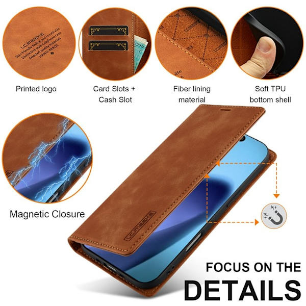LC.IMEEKE iPhone Air Plånboksfodral Konstläder- Brun