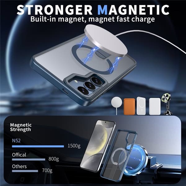 Mobilskal till Galaxy S25/S24 MagSafe Kickstativ Acrylic - Blå Blå