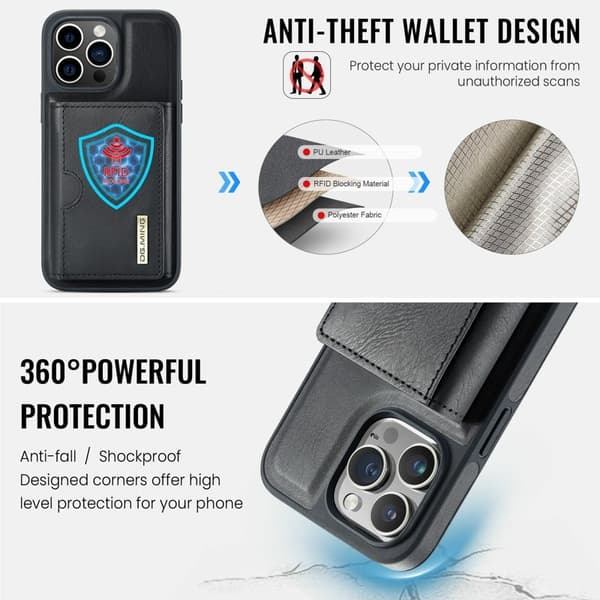 DG.MING M6 Series Mobilskal till iPhone 13 Pro Max Magnetiskt Wallet Svart