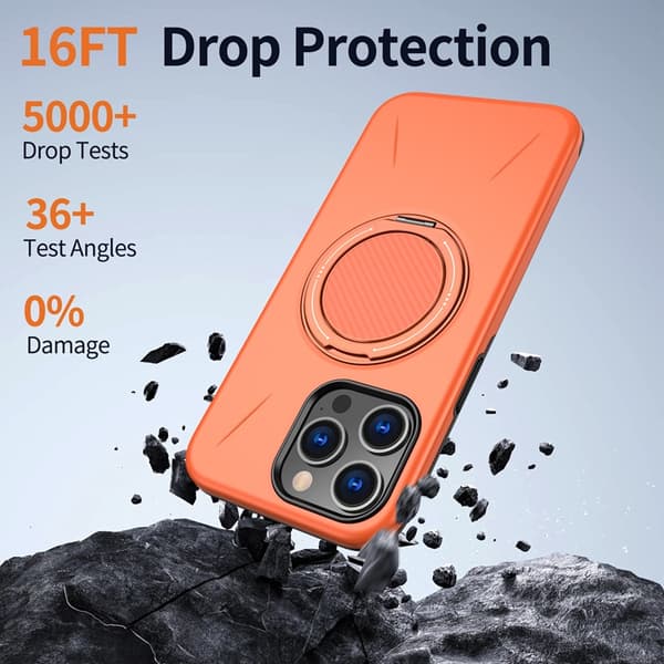 Mobilskal till iPhone 15 Pro Max MagSafe Rotating Kickstand TPU + PC Orange