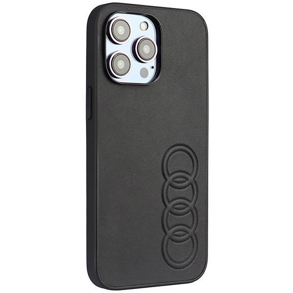 Audi iPhone 14 Pro matkapuhelimen suojakuori synteettistä nahkaa - musta
