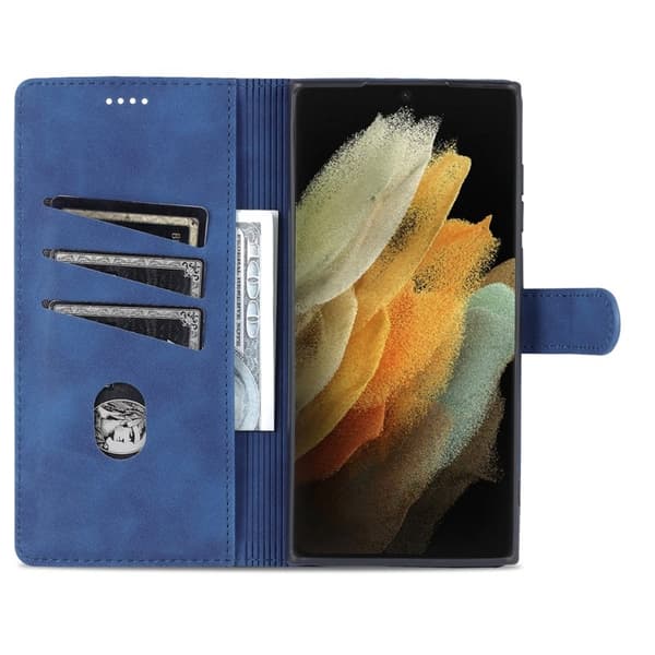 AZNS Samsung Galaxy S24 Ultra Plånboksfodral Konstläder - Blå