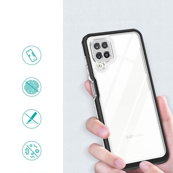 Galaxy A22 4G Kuori Clear 3in1 - Musta Black