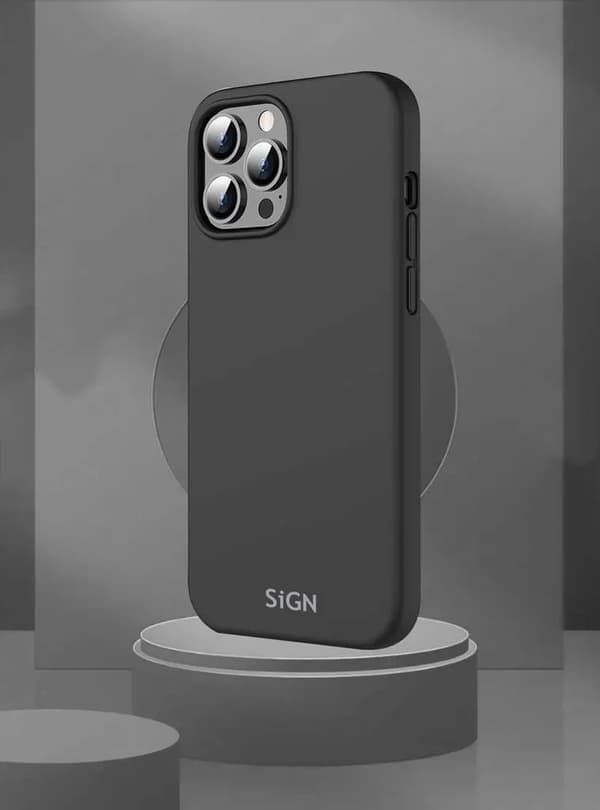 Sign iPhone 14 Pro Etui Flydende Silikone - Sort Svart
