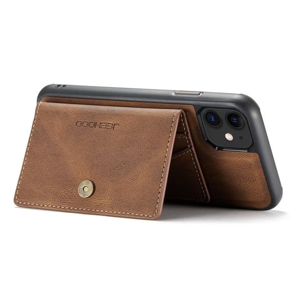 JEEHOOD Detachable Konstläder Plånboksfodral iPhone 11 6.1 tum Brun