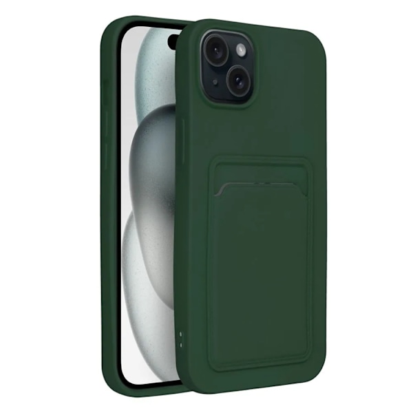 iPhone 15 Plus Mobilskal Korthållare - Grön