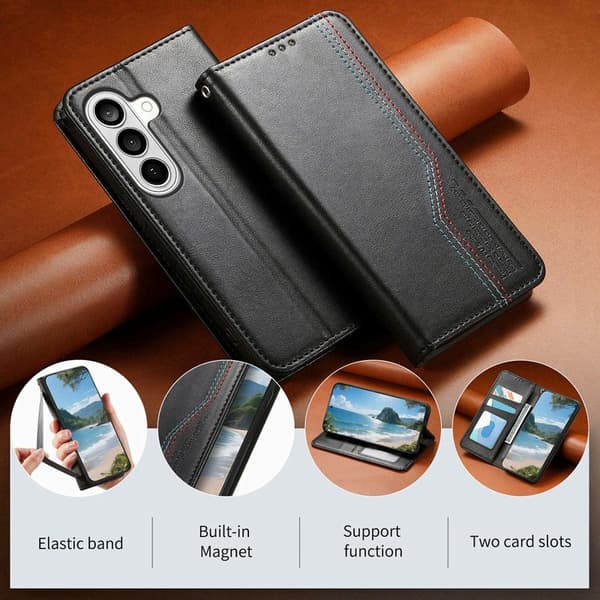 Plånboksfodral för Samsung Galaxy S26 Plus Konstläder - Svart